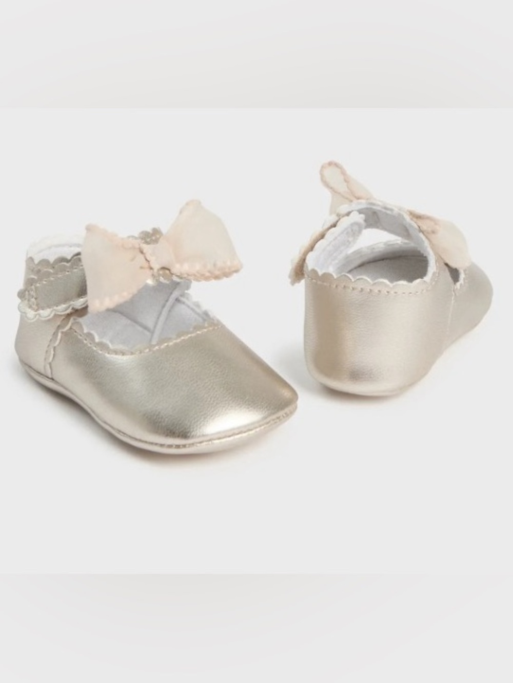 Mayoral Bow Mary Jane For Newborn Girl - Champagne (Size 3-6M)